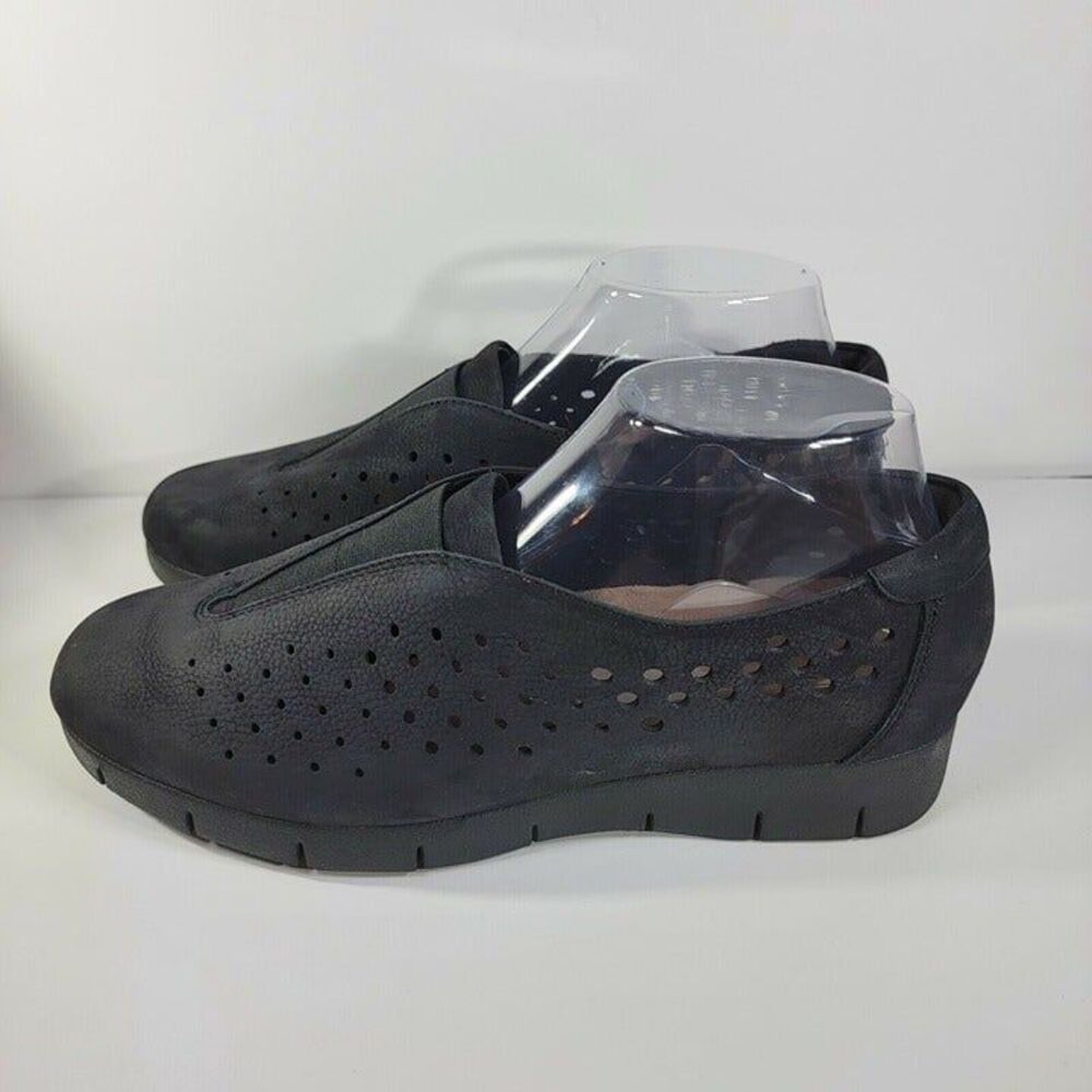 Clarks Artisan Womens 7.5 M Black Suede Loafer Slip On Comfort Round Toe 13288